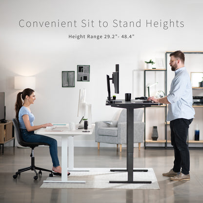 Sturdy ergonomic sit or stand active desk workstation with adjustable height using smart control panel.