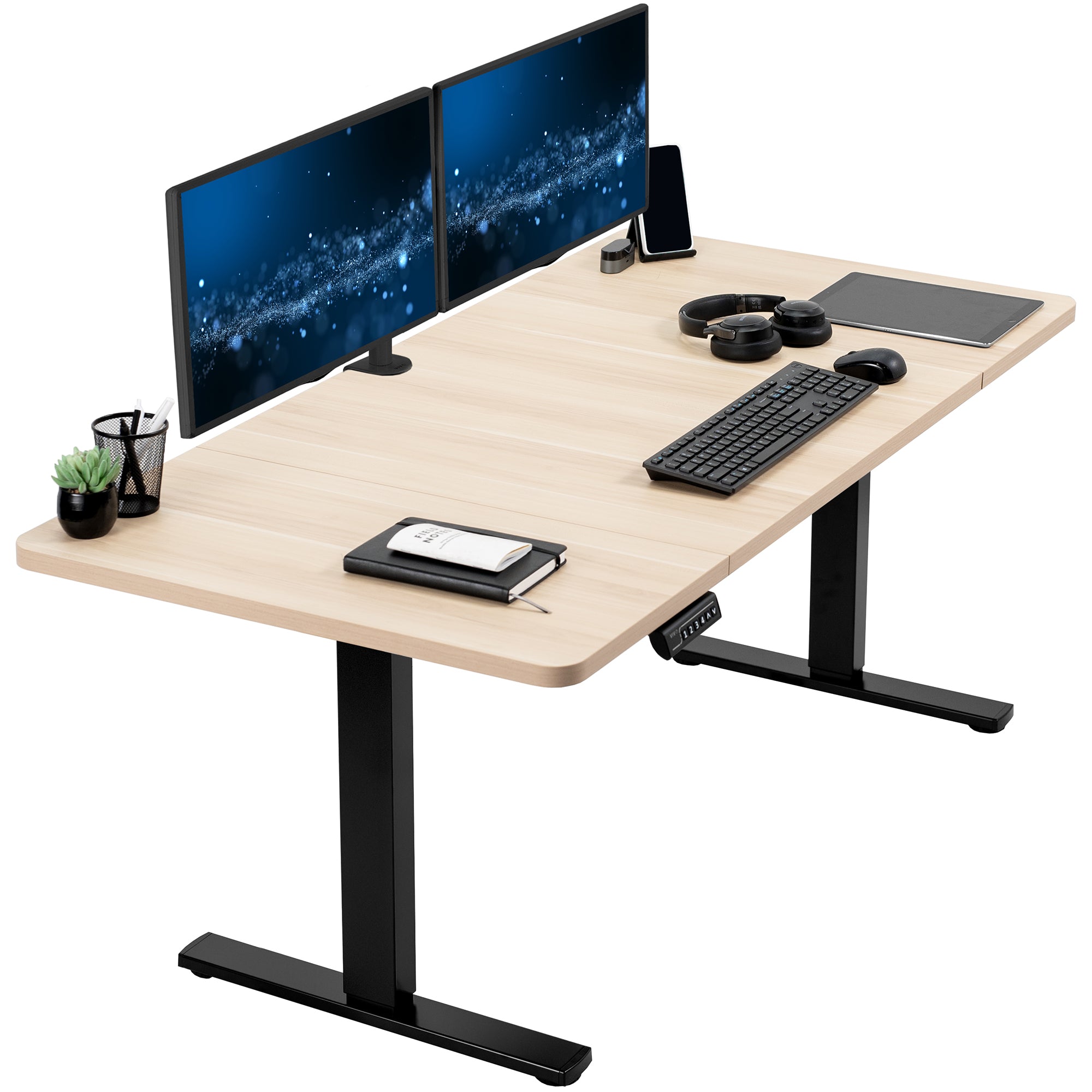 Single Motor Electric Desk with Push Button Memory Controller