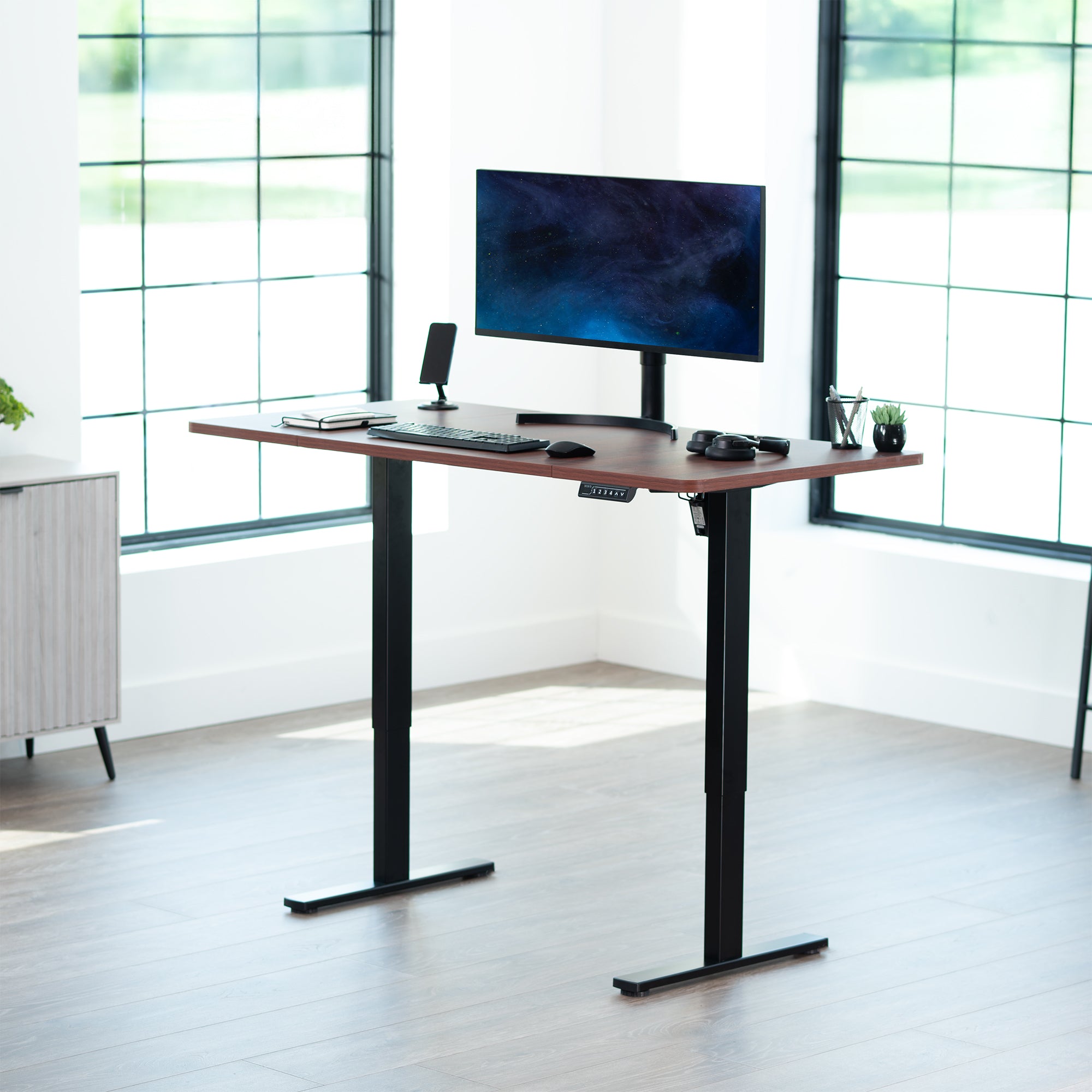 Single Motor Electric Desk with Push Button Memory Controller
