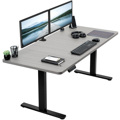 Sturdy ergonomic sit or stand active desk workstation with adjustable height using smart control panel.