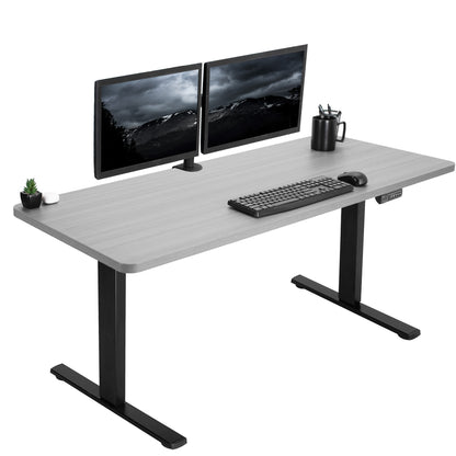 Sturdy ergonomic sit or stand active desk workstation with adjustable height using smart control panel.