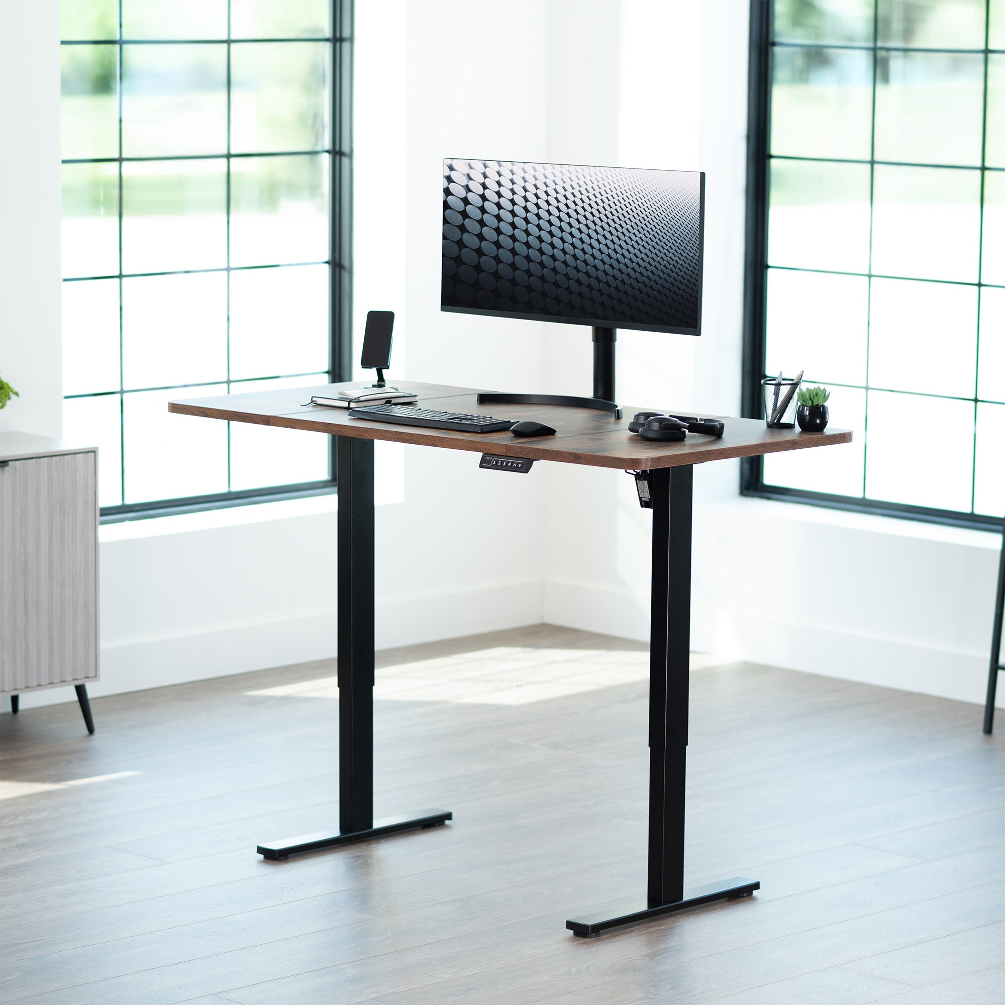 Single Motor Electric Desk with Push Button Memory Controller