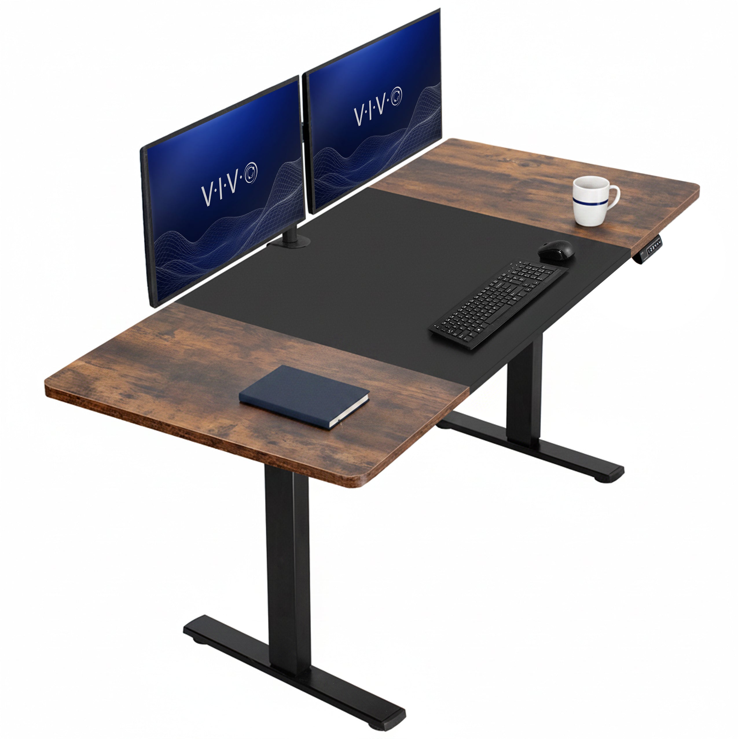 Large sturdy sit or stand modern desk with electric height adjustment options.