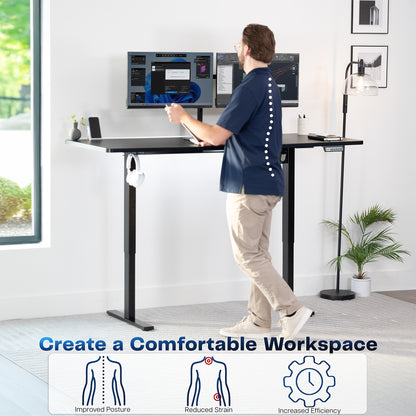 Large sturdy sit or stand modern desk with electric height adjustment options.