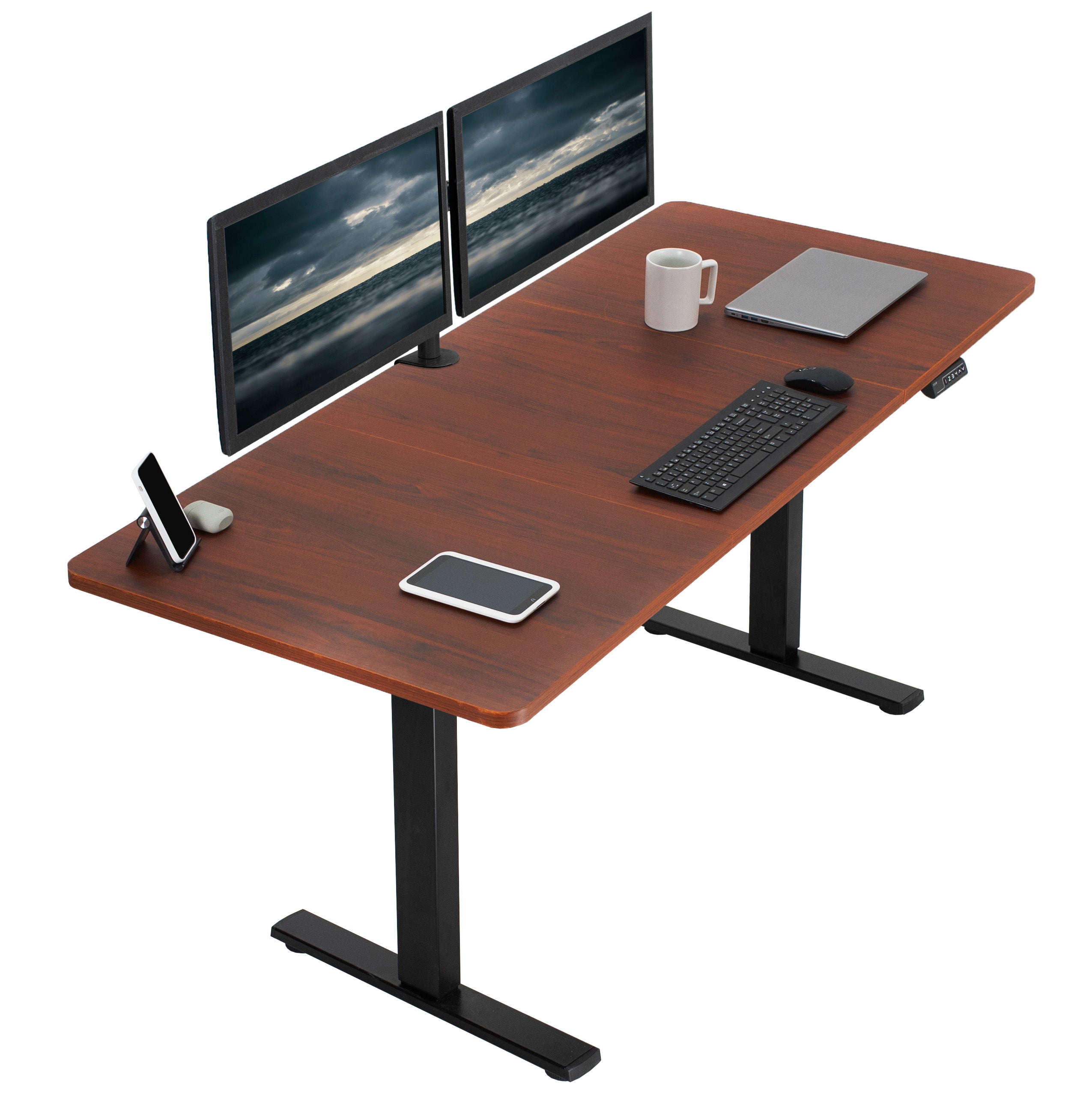 Large sturdy sit or stand active workstation with adjustable height using smart control panel.