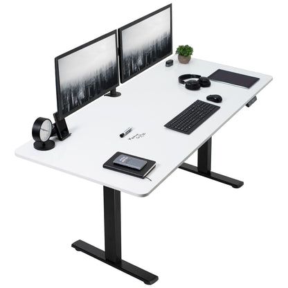 Large sturdy sit or stand dry erase desktop workstation with adjustable height using smart control panel.