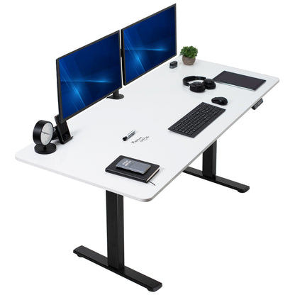 Large sturdy sit or stand modern desk with electric height adjustment options.