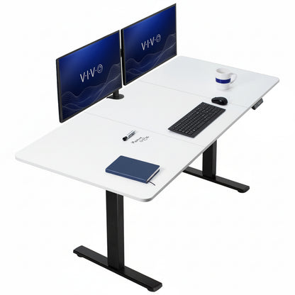 Large sturdy sit or stand modern desk with electric height adjustment options.