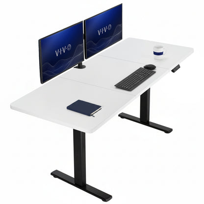 Large sturdy sit or stand modern desk with electric height adjustment options.