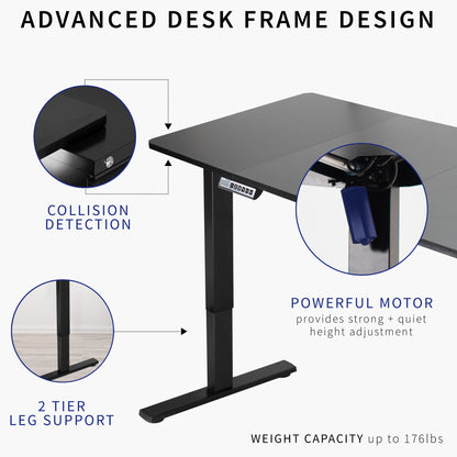 Extra large sturdy sit or stand active workstation with adjustable height using smart control panel.