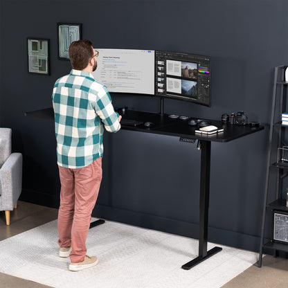 Extra large sturdy sit or stand active workstation with adjustable height using smart control panel.