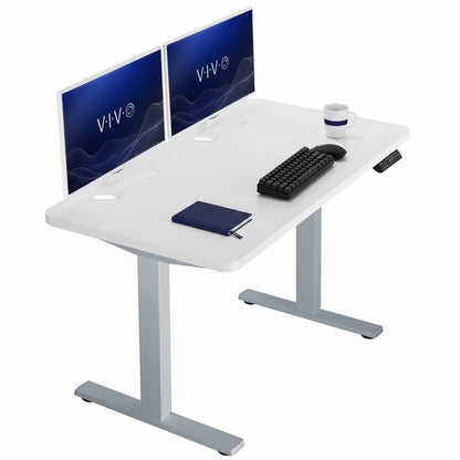 Sturdy ergonomic sit or stand active desk workstation with adjustable height using smart control panel.