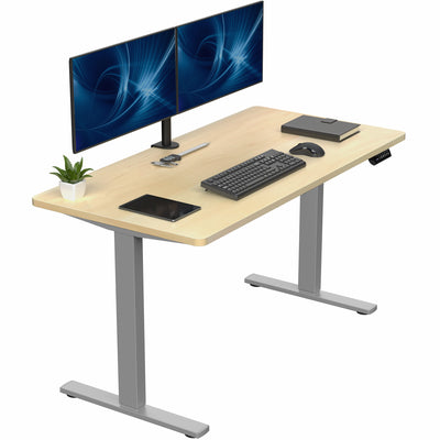 Sturdy ergonomic sit or stand active desk workstation with adjustable height using smart control panel.