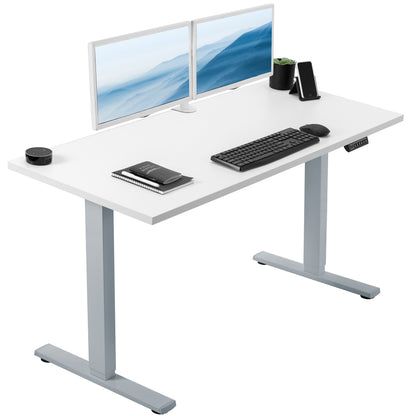 Electric Height Adjustable 55 x 24 inch Memory Stand Up Desk, Solid One-Piece Square Corner Table Top