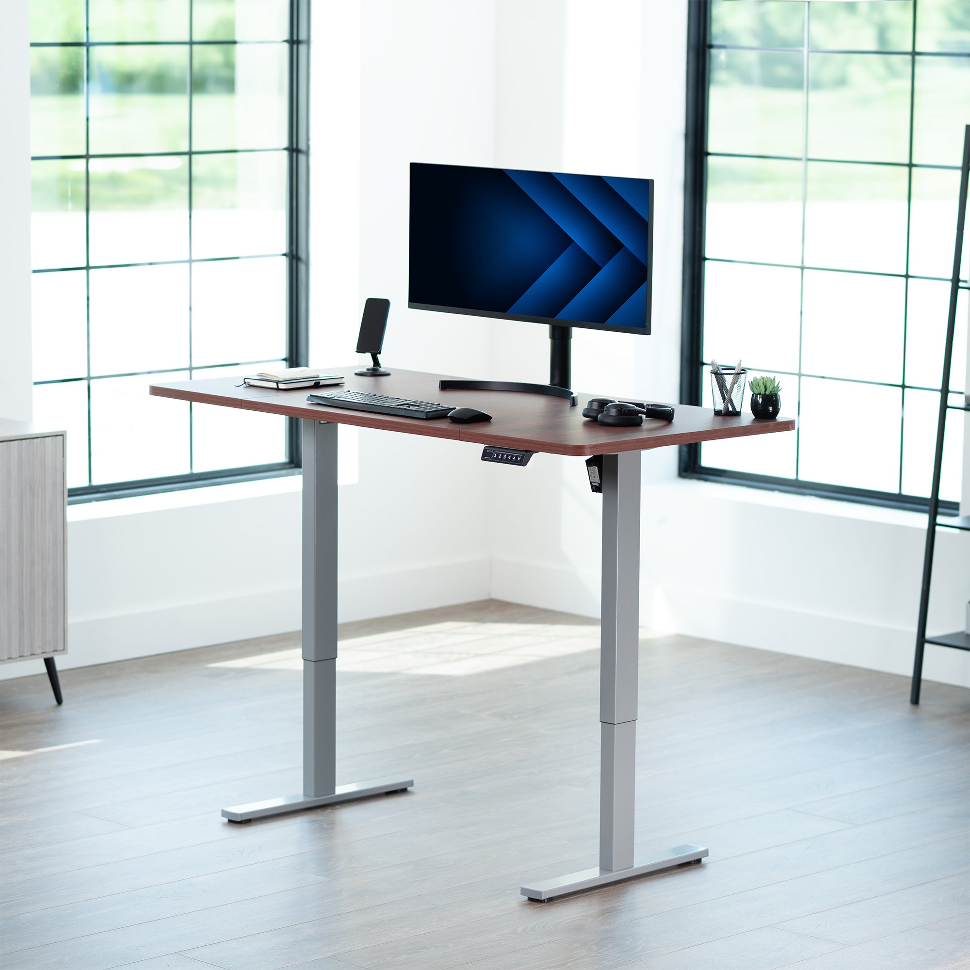 Single Motor Electric Desk with Push Button Memory Controller