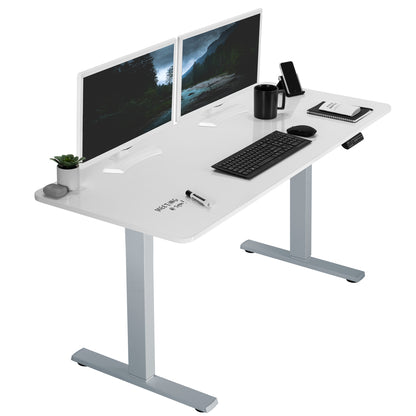 Sturdy ergonomic dry erase sit or stand active whiteboard desk workstation with adjustable height using smart control panel.