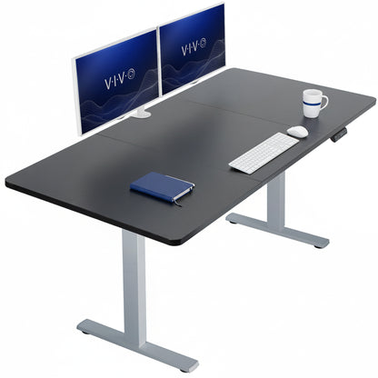 Large sturdy sit or stand modern desk with electric height adjustment options.
