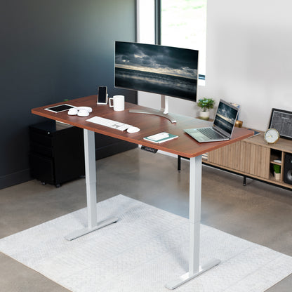 Large sturdy sit or stand active workstation with adjustable height using smart control panel.