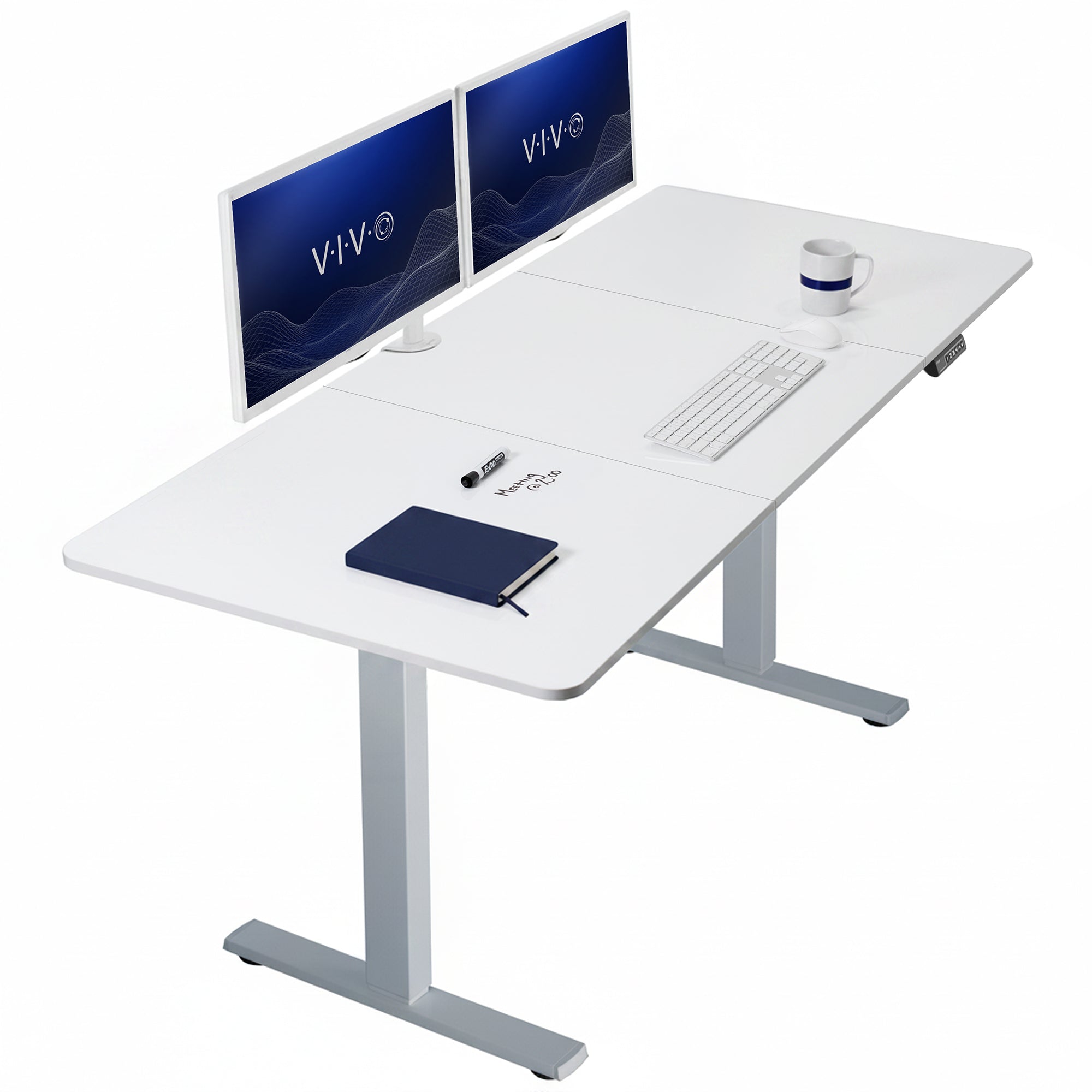 Large sturdy sit or stand modern desk with electric height adjustment options.