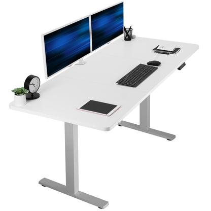 Large sturdy sit or stand modern desk with electric height adjustment options.