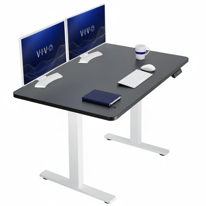 Sturdy ergonomic sit or stand active desk workstation with adjustable height using smart control panel.