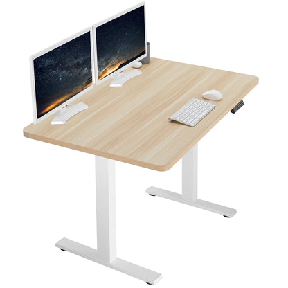 Sturdy ergonomic sit or stand active desk workstation with adjustable height using smart control panel.