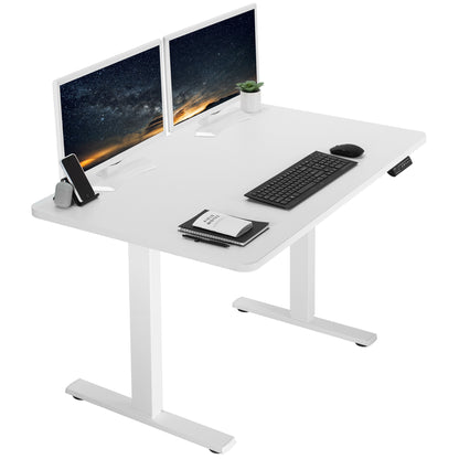 Sturdy ergonomic sit or stand active desk workstation with adjustable height using smart control panel.