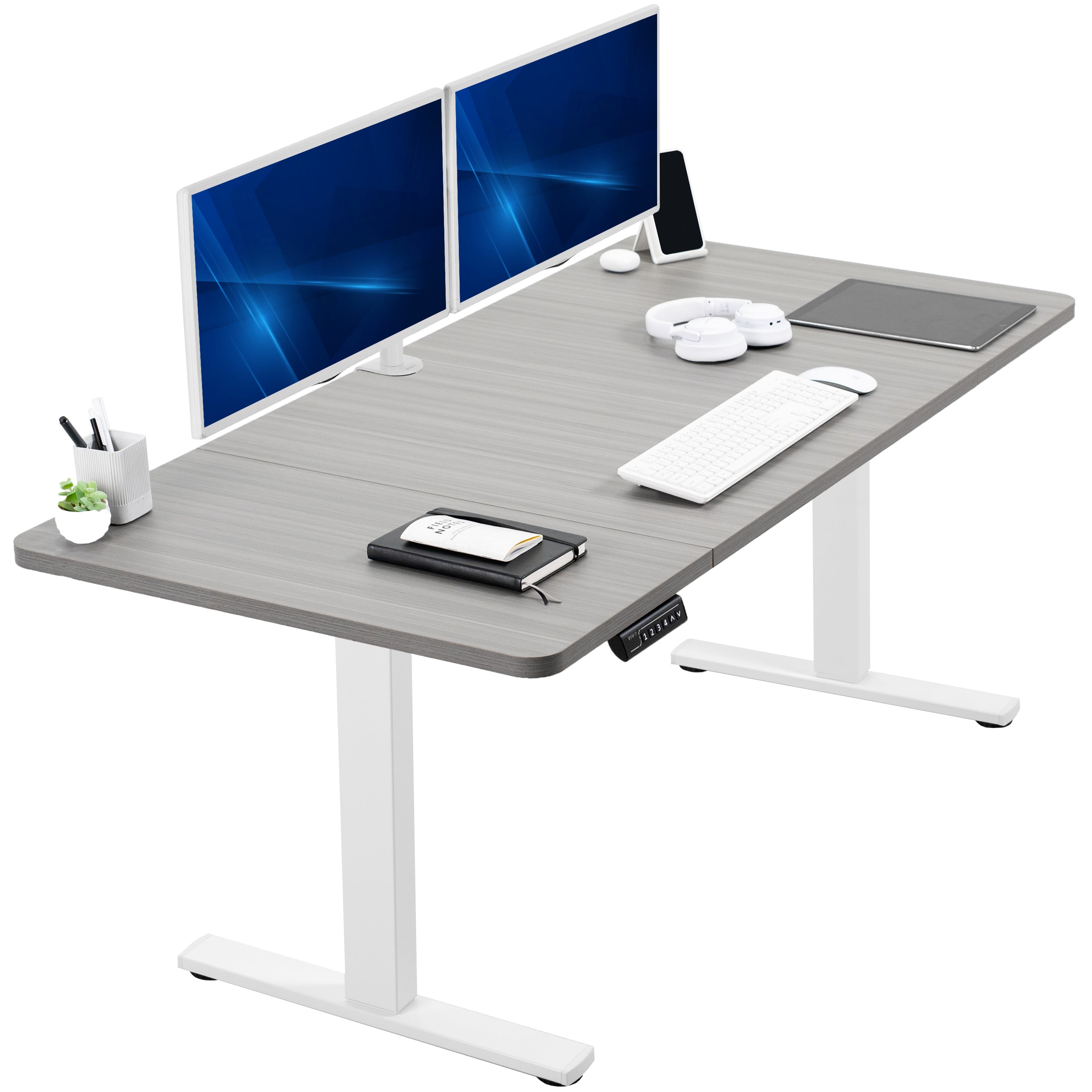 Single Motor Electric Desk with Push Button Memory Controller