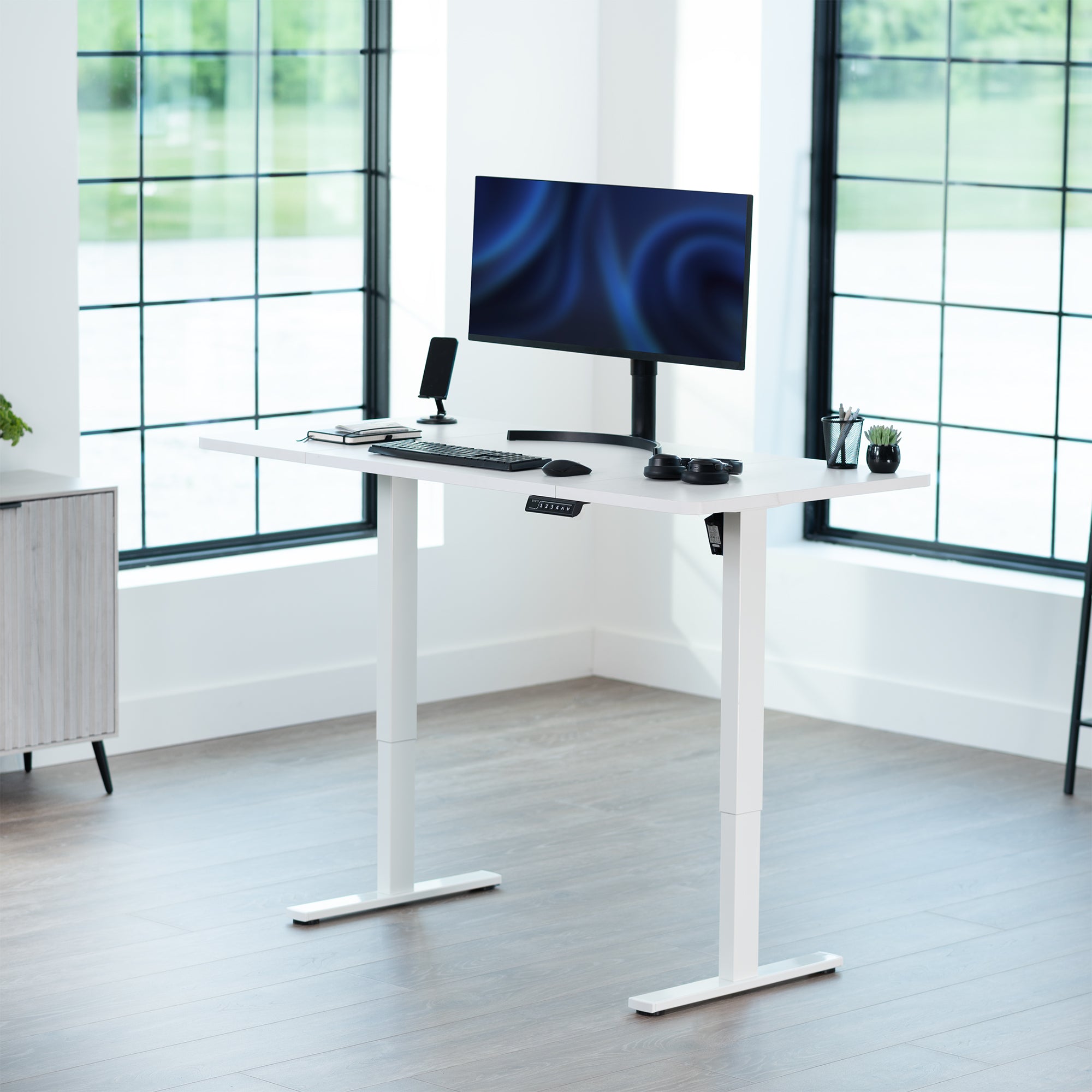 Single Motor Electric Desk with Push Button Memory Controller