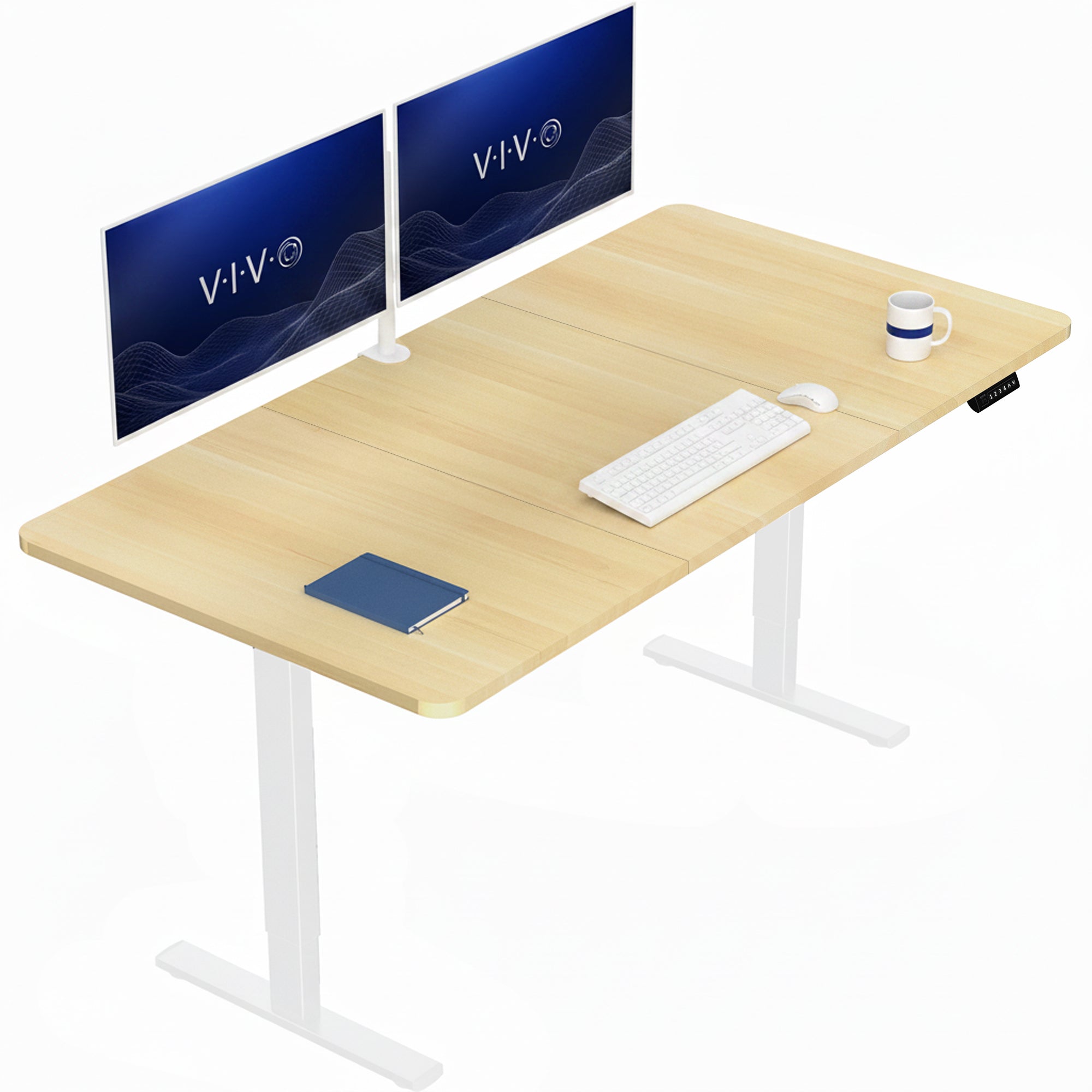 Large sturdy sit or stand modern desk with electric height adjustment options.