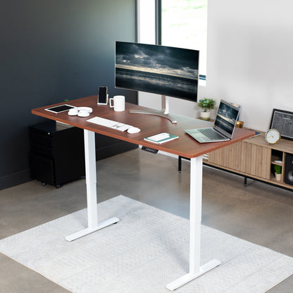 Large sturdy sit or stand active workstation with adjustable height using smart control panel.