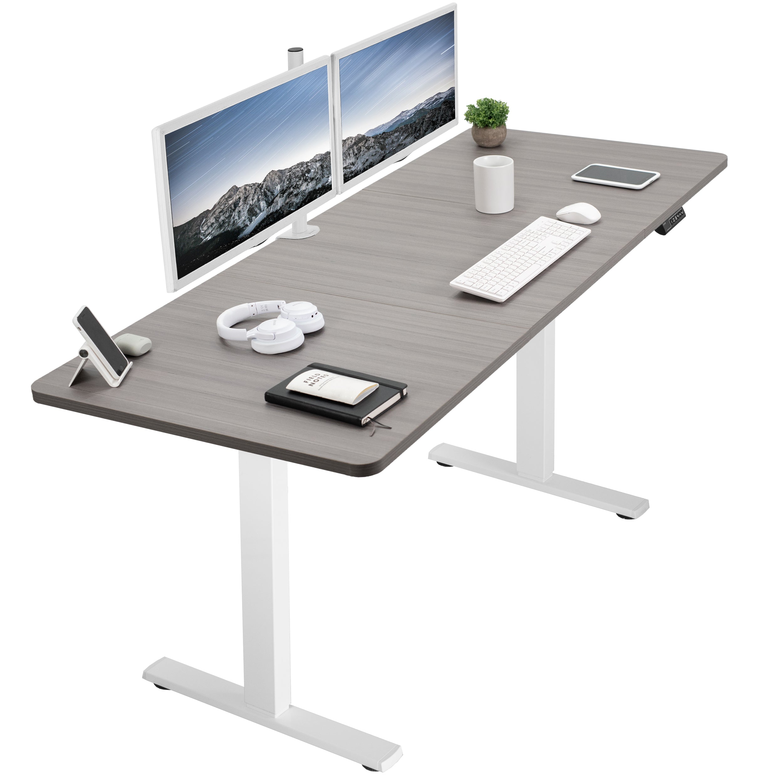 Large sturdy sit or stand active workstation with adjustable height using smart control panel.