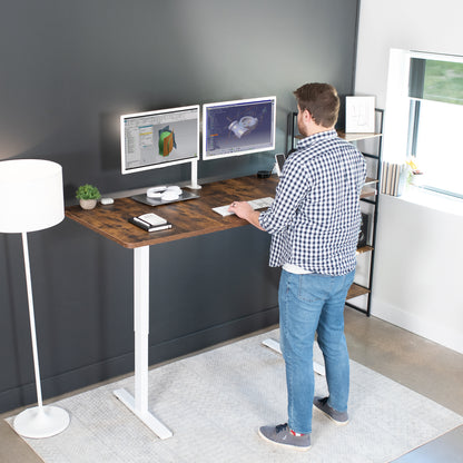 Large sturdy sit or stand active workstation with adjustable height using smart control panel.