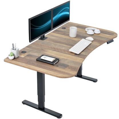 Large standing desk featuring smooth height adjustment, powerful dual motors, and a simple push-button controller featuring memory presets.