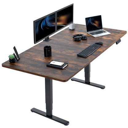 71" x 36" Rustic Electric Desk provides a convenient sit and stand workstation for the home or office.