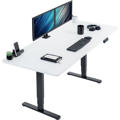 Large sturdy sit or stand active workstation with adjustable height using a memory control panel.