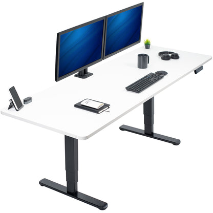 Extra large sturdy sit or stand active workstation with adjustable height using a memory control panel.