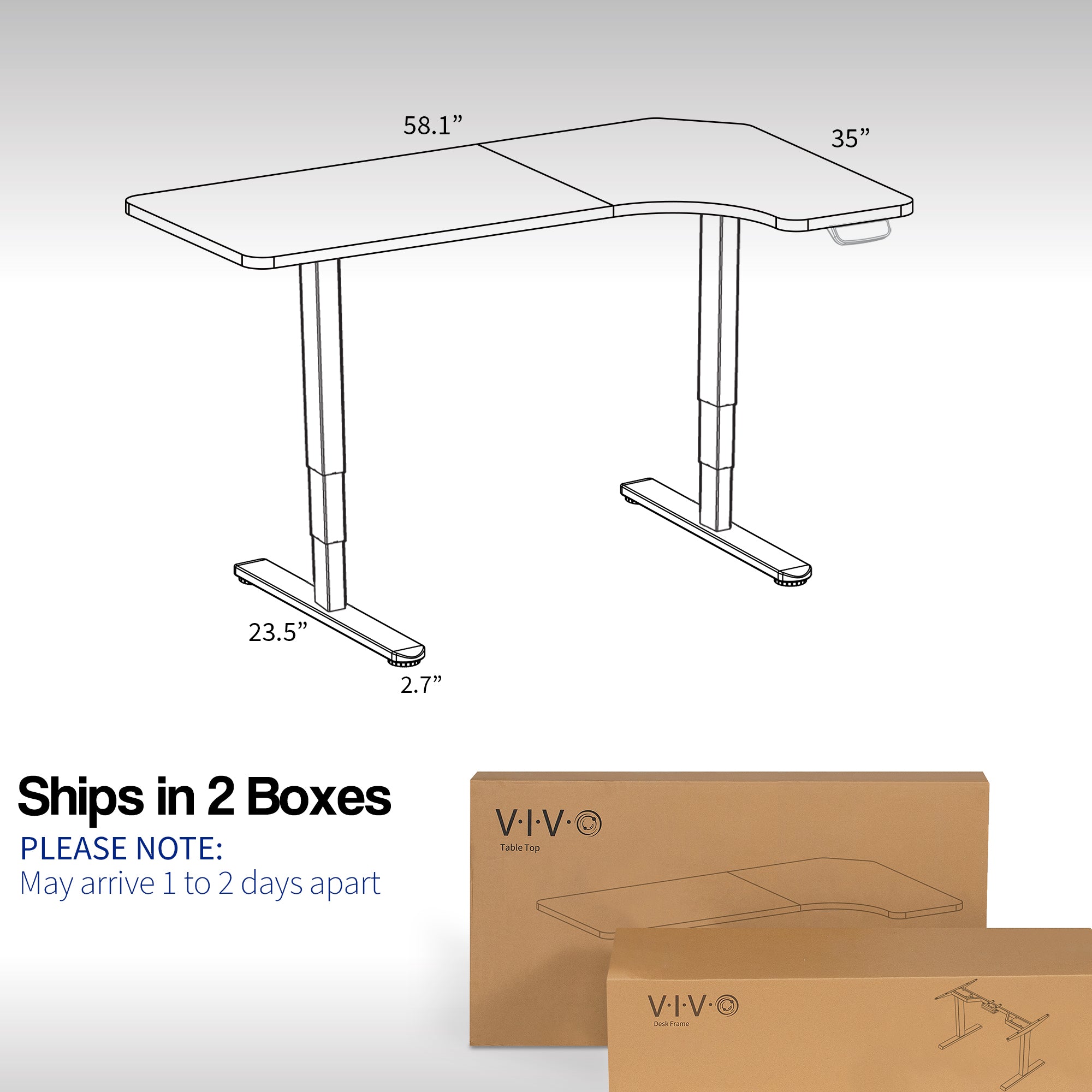 Black Reversible Corner 58" x 35" Dual Motor Electric Desk