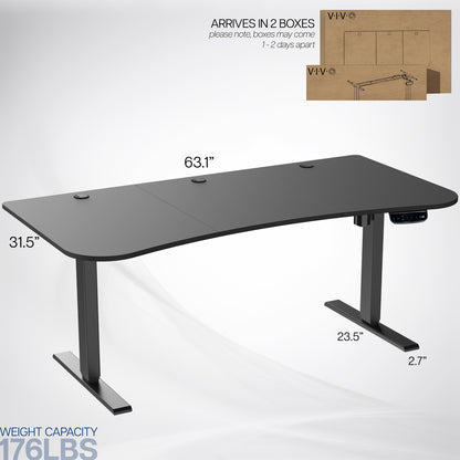 63” x 32” Electric Height Adjustable Stand Up Desk Dimensions