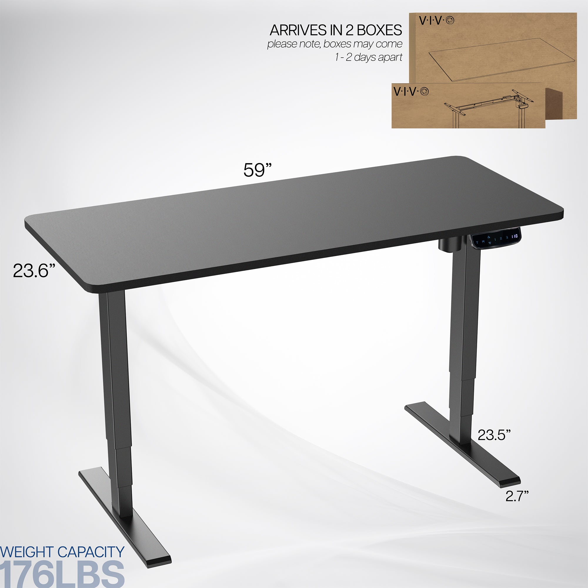 Electric 60” x 24” Stand Up Desk Workstation Dimensions