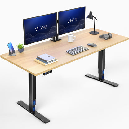 Light Wood Desktop 2E Series - 71" x 30" Electric Desk with Touch Screen Memory Controller