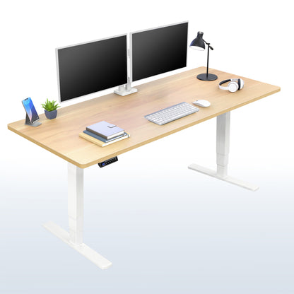 Heavy-duty electric height adjustable desktop workstation for active sit or stand efficient workspace.