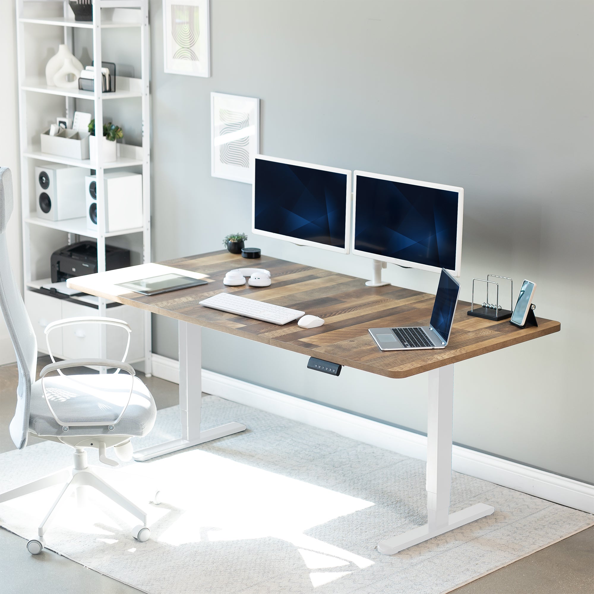 71" x 36" Electric Desk provides a convenient sit and stand workstation for the home or office.