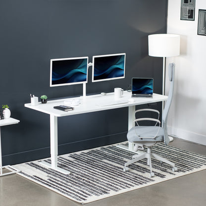 Large sturdy sit or stand active workstation with adjustable height using a memory control panel.