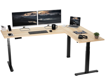 Large electric heavy-duty corner desk workstation for modern office workspaces.