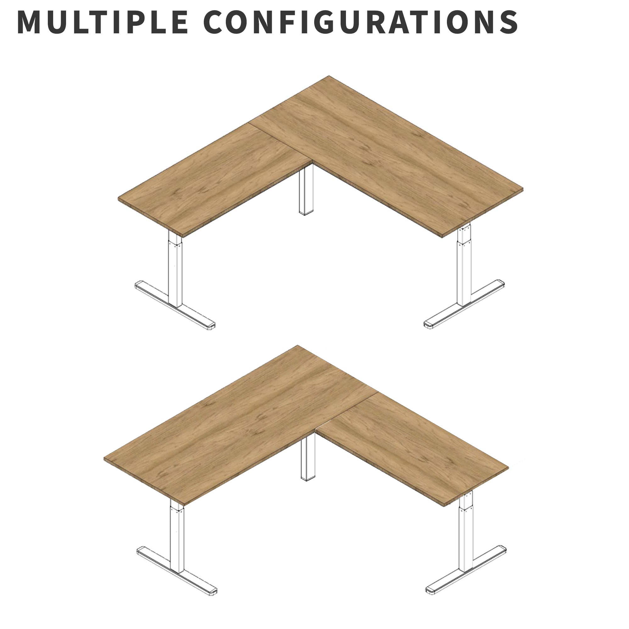 Sit or stand, 3 stage column heavy-duty L-shaped corner desk from VIVO.