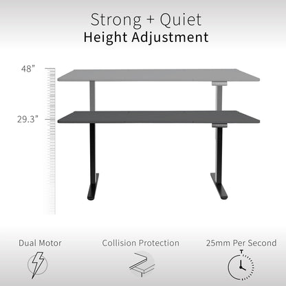 60" x 30" Dual Motor Electric Desk with Concealed Cable Table Top & Full-Size Pad