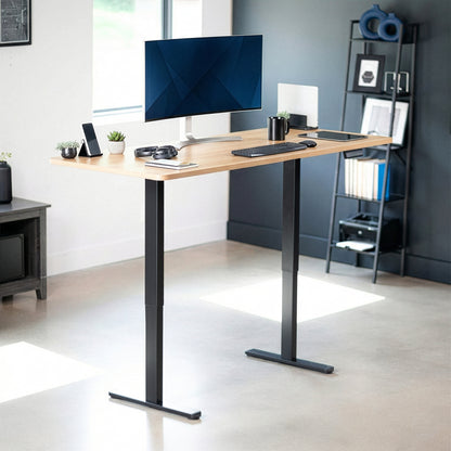 71 x 30 inch dual motor electric desk featuring memory controller height adjustment with memory settings