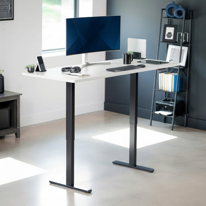 71 x 30 inch dual motor electric desk featuring memory controller height adjustment with memory settings
