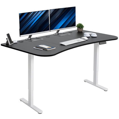 Heavy-duty electric sit to stand height adjustable ergonomic desk workstation with programmable memory controller for convenient productive workspace.